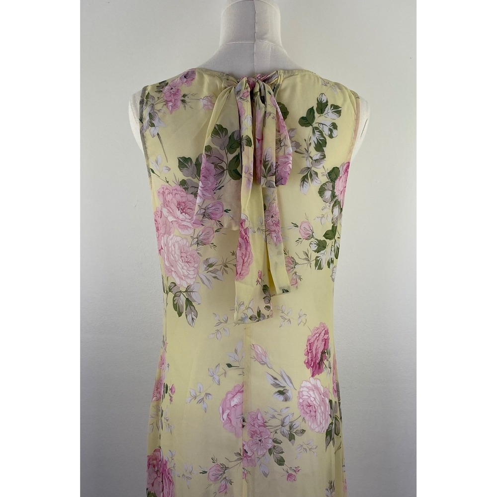 Petal & Pup Keani Maxi Dress M Yellow Pink Floral Wedding Guest Chiffon Boho - Picture 4 of 10